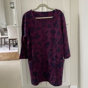 Joules Brand Dress Size 12 in Deep Plum w/Navy Detail